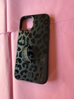 Loopy Case Black Leopard Print Phone Case with Loop Grip